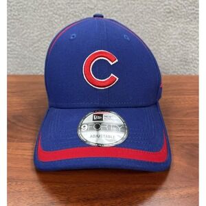 Chicago Cubs Hat Adult Blue Red Strap Back Cap New Era 9Forty MLB Baseball Mens